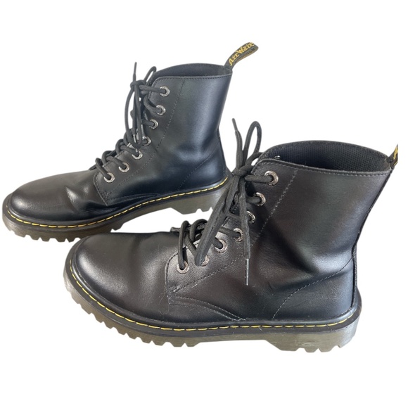 Dr. Martins Luana 7 Eye Combat Boots Black w/Yelllow Stitching Womens Size 9 - Picture 2 of 14
